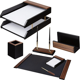 Набор настольный деревянный тёмный орех (8 предметов)