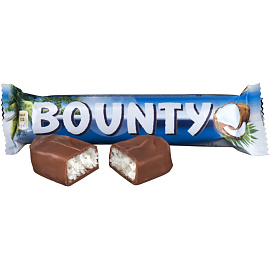Шоколадный батончик Bounty 55 г, 409456