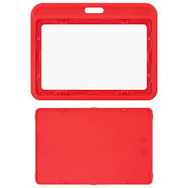 Бейдж горизонтальный (54х85 мм), красный, МАТОВАЯ ПОВЕРХНОСТЬ, BRAUBERG EXTRA, 238820