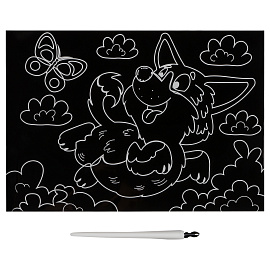 Гравюра с мультицветной основой ТРИ СОВЫ "Веселый корги", А5 фото Гравюра с мультицветной основой ТРИ СОВЫ "Веселый корги", А5