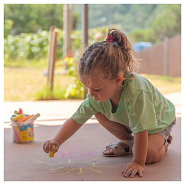 Мел цветной JOVI (Испания), набор 20 шт., для рисования на асфальте, круглый, пластиковое ведро, 1130