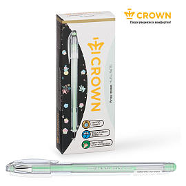 Ручка гелевая CROWN "Hi-Jell Pastel", ЗЕЛЕНАЯ ПАСТЕЛЬ, узел 0,8 мм, линия письма 0,5 мм, HJR-500P