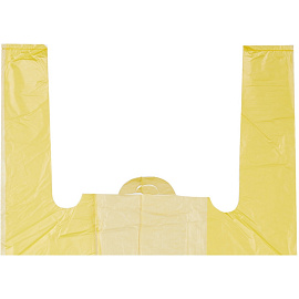 Пакет-майка ПНД 18 мкм желтый (30+14x57 см, 100 штук в упаковке)
