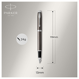 Ручка перьевая PARKER "IM Core Dark Espresso CT", корпус кофейный лак, хромированные детали, синяя, 1931650