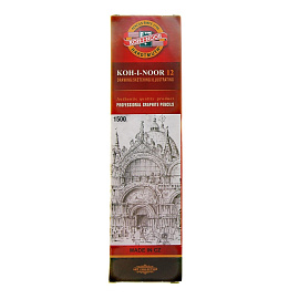 Карандаш чернографитный 3H Koh-I-Noor 1500 заточенный шестигранный