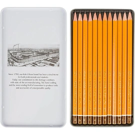 Набор карандашей чернографитных художественных Koh-i-Noor 1502/III заточенные шестигранные, корпус желтый (12 штук)