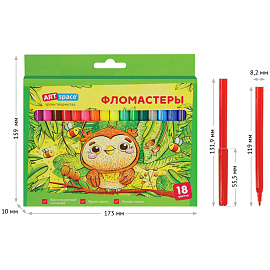 Фломастеры ArtSpace "Милые зверушки", 18цв., смываемые, картон, европодвес фото Фломастеры ArtSpace "Милые зверушки", 18цв., смываемые, картон, европодвес