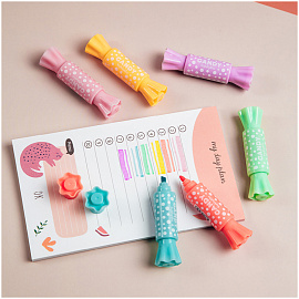 Текстовыделитель двусторонний MESHU "Candy" мини, ассорти, пастельные цвета, 2/4мм