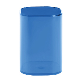 Подставка-стакан СТАММ "Фаворит", пластиковая, квадратная, тонированная синяя фото Подставка-стакан СТАММ "Фаворит", пластиковая, квадратная, тонированная синяя