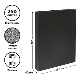 Папка на 2 кольцах СТАММ А4, 40мм, 500мкм, пластик, черная фото Папка на 2 кольцах СТАММ А4, 40мм, 500мкм, пластик, черная