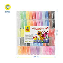 Легкий пластилин для лепки Мульти-Пульти, 60шт., 600г, прозрачный пакет фото Легкий пластилин для лепки Мульти-Пульти, 60шт., 600г, прозрачный пакет