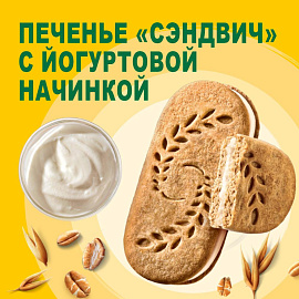Печенье песочное BelVita Утреннее с цельными злаками и йогуртовой начинкой 253 г