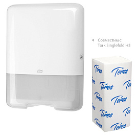 Полотенца бумажные листовые Терес H3 V-сложение (ZZ) 2-слойные белые 20 пачек по 200 листов (Т-0221)