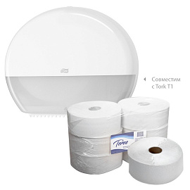 Бумага туалетная рулонная Teres Эконом макси T1 1-слойная цвет натуральный белый 6 рулонов по 480 метров (T-0014)