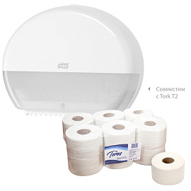 Бумага туалетная рулонная Teres Эконом мини T2 1-слойная серая 12 рулонов по 200 метров (T-0024)