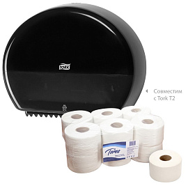 Бумага туалетная рулонная Teres Эконом мини T2 1-слойная серая 12 рулонов по 200 метров (T-0024)