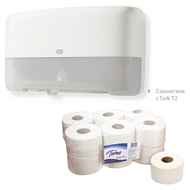 Бумага туалетная рулонная Teres Эконом мини T2 1-слойная серая 12 рулонов по 200 метров (T-0024)