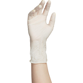 Перчатки медицинские смотровые латексные SFM нестерильные опудренные размер S (6.5-7) белые (50 пар/100 штук в упаковке)