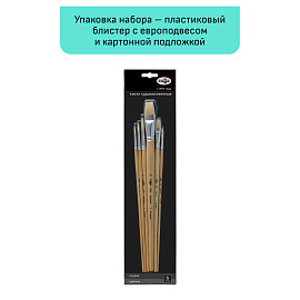 Набор художественных кистей щетина Гамма "Студия", 6шт., круглые №2, 6, 10 плоские №2, 6, 10, блистер, европодвес