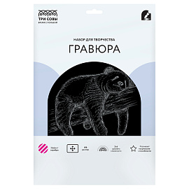 Гравюра с эффектом серебра ТРИ СОВЫ "Спящая панда", А4 фото Гравюра с эффектом серебра ТРИ СОВЫ "Спящая панда", А4