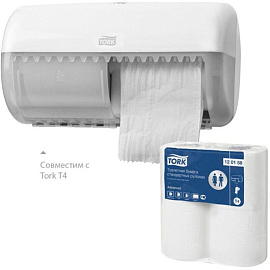 Бумага туалетная Tellus (Торк/Tork) T4 2-слойная белая (4 рулона в упаковке, 120158) фото Бумага туалетная Tellus (Торк/Tork) T4 2-слойная белая (4 рулона в упаковке, 120158)