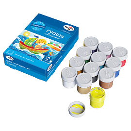 Гуашь Гамма Юный художник 12 цветов по 17.5 мл фото Гуашь Гамма Юный художник 12 цветов по 17.5 мл