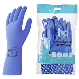 Перчатки латексные HQ Profiline многоразовые синие р.M (КФС)