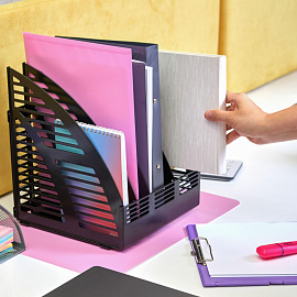 Лоток вертикальный для бумаг 240 мм Attache пластиковый черный скругленный 4 отделения