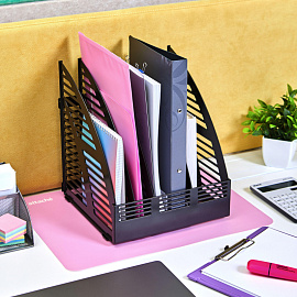 Лоток вертикальный для бумаг 240 мм Attache пластиковый черный скругленный 4 отделения