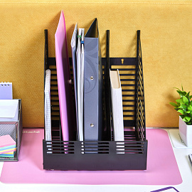 Лоток вертикальный для бумаг 240 мм Attache пластиковый черный скругленный 4 отделения