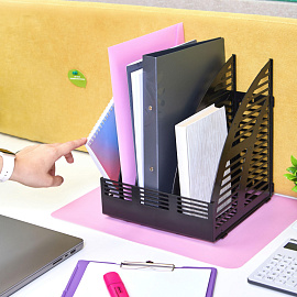 Лоток вертикальный для бумаг 240 мм Attache пластиковый черный скругленный 4 отделения