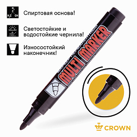 Маркер перманентный Crown Multi Marker черный (толщина линии 3 мм) пулевидный наконечник