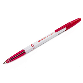 Ручка шариковая BRAUBERG "Офисная", КРАСНАЯ, корпус белый, узел 1 мм, линия письма 0,5 мм, 140892