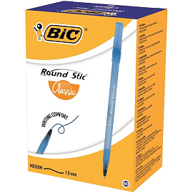 Ручка шариковая неавтоматическая Bic Round Stic синяя (толщина линии 0.32 мм) фото Ручка шариковая неавтоматическая Bic Round Stic синяя (толщина линии 0.32 мм)