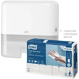 Полотенца бумажные листовые Tork H2 М-сложение 2-слойные белые 21 пачка по 110 листов (100288) фото Полотенца бумажные листовые Tork H2 М-сложение 2-слойные белые 21 пачка по 110 листов (100288)