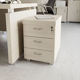 Тумба приставная Easy Director Easy to lead с центральным замком (дуб шамони светлый, 420х590х590 мм, 3 ящика)