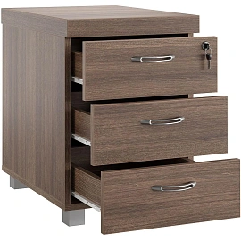 Тумба приставная Easy Director Easy to lead с центральным замком (дуб шамони тёмный, 420х590х590 мм, 3 ящика)