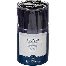 Ручка гелевая неавтоматическая Bruno Visconti Egoiste Black черная корпус soft touch (толщина линии 0.4 мм)