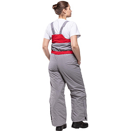 Полукомбинезон рабочий зимний женский з10-ПК серый/красный (размер 52-54, рост 158-164)