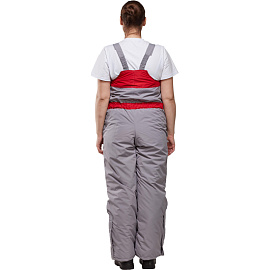 Полукомбинезон рабочий зимний женский з10-ПК серый/красный (размер 56-58, рост 170-176)