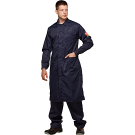 Халат защитный от кислот и щелочей мужской КЩС-ХЛ лавсановый синий (размер 52-54, рост 182-188)