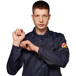 Халат защитный от кислот и щелочей мужской КЩС-ХЛ лавсановый синий (размер 52-54, рост 182-188)