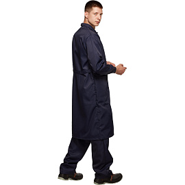Халат защитный от кислот и щелочей мужской КЩС-ХЛ лавсановый синий (размер 60-62, рост 182-188)