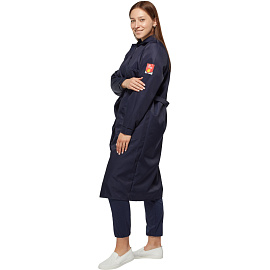 Халат защитный от кислот и щелочей женский КЩС-ХЛ лавсановый синий (размер 44-46, рост 158-164)