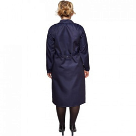 Халат защитный от кислот и щелочей женский КЩС-ХЛ лавсановый синий (размер 44-46, рост 158-164)