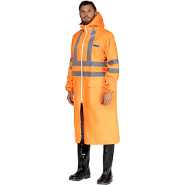 Плащ сигнальный влагозащитный Waterproof Line Extra-Vision WPL ПВХ на молнии оранжевый с СОП (размер 44-46, рост 170-176)