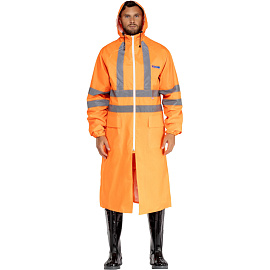 Плащ сигнальный влагозащитный Waterproof Line Extra-Vision WPL ПВХ на молнии оранжевый с СОП (размер 44-46, рост 170-176)