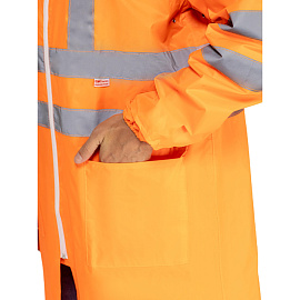 Плащ сигнальный влагозащитный Waterproof Line Extra-Vision WPL ПВХ на молнии оранжевый с СОП (размер 44-46, рост 170-176)