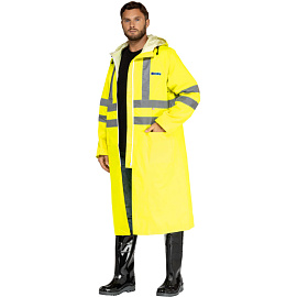 Плащ сигнальный влагозащитный Waterproof Line Extra-Vision WPL ПВХ на молнии лимонный с СОП (размер 48-50, рост 170-176)