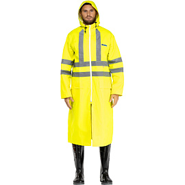 Плащ сигнальный влагозащитный Waterproof Line Extra-Vision WPL ПВХ на молнии лимонный с СОП (размер 48-50, рост 170-176)